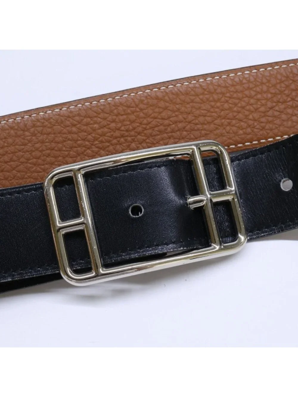 Hermes Cape Cod Box Calf Veau Togo Reversible Belt 95